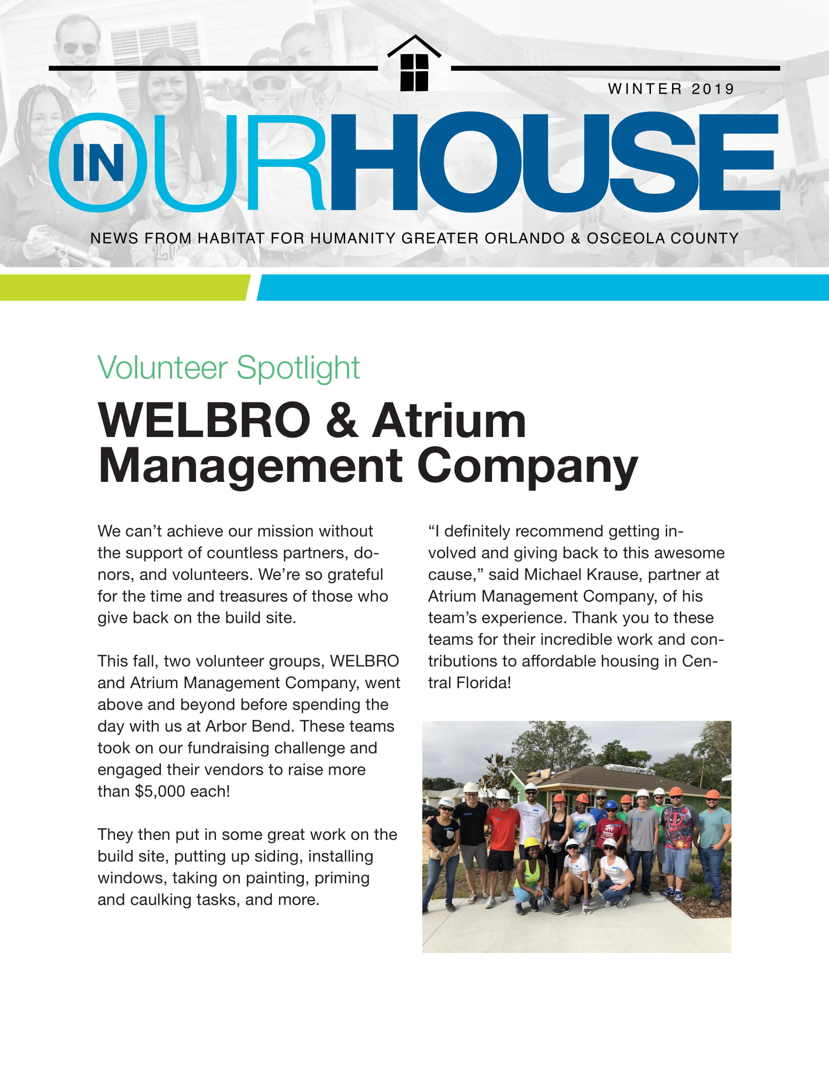 Volunteer Spotlight: WELBRO & Atrium Management Company